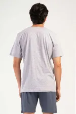 Mısırlı Erkek Pamuklu Kısa Kol Şort Pijama Takımı Gri