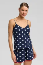 Mısırlı Kadın Modal Puantiyeli İp Askılı Şort Takımı Lacivert