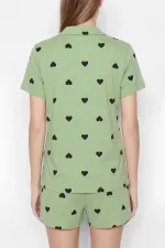 Ensemble chemise et short en coton pour femme, vert clair, style égyptien