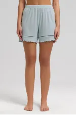 Mısırlı Kadın Örme Askılı Short Takım Açık Mavi