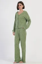 Mısırlı Kadın Kaşkorse Düğmeli Takım Yeşil