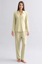 Chemise égyptienne à manches longues en modal, vert sauge