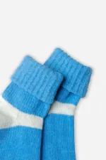 Mısırlı Kadın Alpaka Yünü Kışlık Kıvrık Tekli Soket Çorap Turkuaz