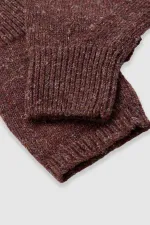 Ensemble bonnet et gants en laine unisexe - Brun clair