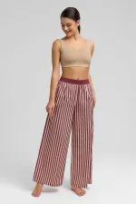 Women's Cotton Poplin Pleated Trousers Burgundy-Pink