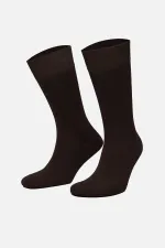 Mısırlı Erkek Organik Pamuklu Tekli Soket Çorap Kahverengi