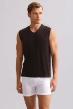 Mısırlı ORGANIC Cotton ZEUS LUXURY Regular Fit V-Neck Athletic Tank Top/T-Shirt Brown