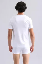 Mısırlı Modal By TENCEL HERCULES Slim Fit V Yaka Fanila / T-Shirt Beyaz