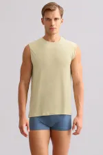 Débardeur/T-shirt de sport à col rond, coupe classique, couleur kaki, de la marque Egyptian BAMBOO ZEUS LUXURY.