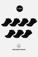 Coffret de 7 paires de chaussettes courtes pour homme en coton biologique, noires