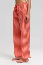 Mısırlı Kadın Pamuklu Poplin Çizgili Pijama Altı / Pantolon Turuncu-Pembe