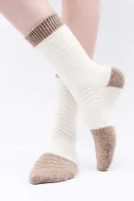Mısırlı Kadın Koyun Yünü Tekli Soket Çorap Ekru