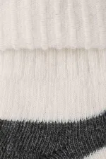 Mısırlı Kadın Alpaka Yünü Kışlık Kıvrık Tekli Soket Çorap Ekru