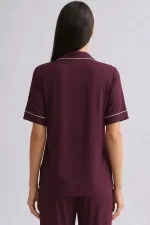 Chemise égyptienne à manches courtes en bambou, bordeaux