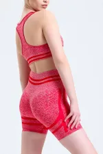 Mısırlı Kadın Kalça Toparlayıcı Çemberli Bralet-Şort Tayt Takımı Kırmızı