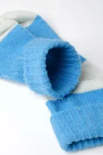 Mısırlı Kadın Alpaka Yünü Kışlık Kıvrık Tekli Soket Çorap Turkuaz