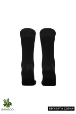Mısırlı Unisex Bambu 6 Çift Diabetiker Lastiksiz Uzun Soket Çorap Siyah