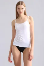 Mısırlı Modal By TENCEL SARAH İnce Askılı Atlet Beyaz