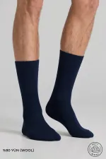 Men's Wool Single Derby Socks Navy Blue