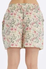 Mısırlı MÜSLİN Pamuklu Çiçekli Şort Pembe