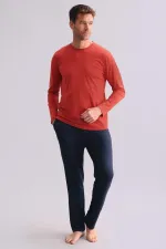 Ensemble pyjama à manches longues pour homme, en mélange modal et coton égyptien, rouge