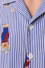 Mısırlı Erkek Pamuk Kısa Kollu Gömlek Pijama Takım Lacivert