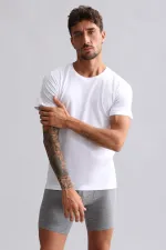 Débardeur/T-shirt blanc à col rond et coupe ajustée en bambou égyptien Hercules