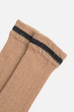 Mısırlı Unisex Alpaka Yünü Kışlık Çemberli Tekli Soket Çorap Bej