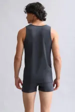 Mısırlı ORGANIC Cotton HERCULES Slim Fit Basic Tank Top Anthracite