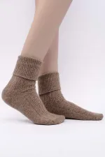 Chaussettes simples incurvées en laine de mouton pour femme égyptienne, beige