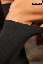 Mısırlı Unisex Merino Yününden, Özel Sıkılaştırıcı Teknolojiyle Uçuş Ve Pilot Çorabı Siyah