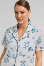 Mısırlı Kadın Pamuk Gömlek Pijama Beyaz