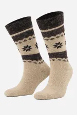 Mısırlı Erkek Alpaka Yünü Kışlık 2 Çift Soket Çorap Bej/Kahverengi