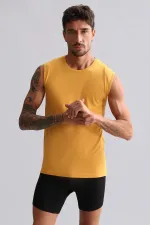 Mısırlı Modal By TENCEL HERCULES Slim Fit Bisiklet Yaka Sporcu Atlet / T-Shirt Hardal