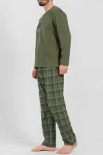 Mısırlı Erkek Pamuklu Uzun Kollu Pijama Takımı Haki Mısırlı Erkek Pamuklu Uzun Kollu Pijama Takımı Haki