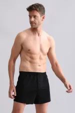 Mısırlı ORGANIC Pamuklu Relaks Loose Fit Düğmeli Ekstra Bol Kesim Uzun Paçalı Boxer Şort Siyah