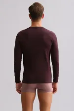 Mısırlı Modal By TENCEL HERCULES Slim Fit Bisiklet Yaka Uzun Kollu Fanila / T-Shirt Mor