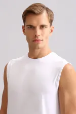 Mısırlı ORGANIC Pamuklu ZEUS LUXURY Regular Fit Bisiklet Yaka Sporcu Atlet / T-Shirt Beyaz