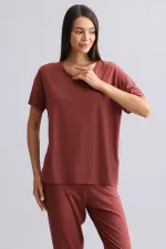 Mısırlı Kadın Bambu Tişört Bordo