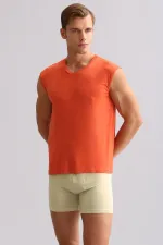 Mısırlı ORGANIC Pamuklu ZEUS LUXURY Regular Fit V Yaka Sporcu Atlet / T-Shirt Pas Kırmızı