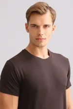 Mısırlı BAMBOO ZEUS LUXURY Regular Fit Crew Neck Undershirt/T-Shirt Brown