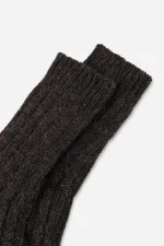 Mısırlı Unisex 5 Kat Alpaka Yünü Kışlık Tekli Soket Çorap Kahverengi