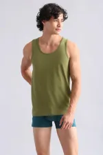 Mısırlı ORGANIC Cotton HERCULES Slim Fit Basic Tank Top Khaki