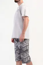 Ensemble Capri à manches courtes en coton pour homme, gris pierre, de style égyptien