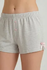 Egyptian Women's Cotton Striped Shorts Set Grey Egyptian Women's Cotton Striped Shorts Set Grey