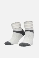 Mısırlı Kadın Alpaka Yünü Kışlık Kıvrık Tekli Soket Çorap Ekru