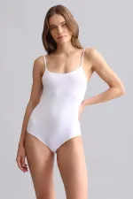 Body blanc à fines bretelles en modal égyptien TENCEL SNAP