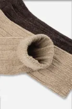 Mısırlı Men's Alpaca Wool 2 Pairs Ankle Socks Beige/Brown