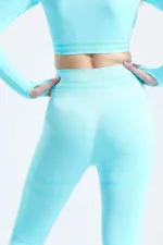 Mısırlı Kadın Kalça Toparlayıcı Çemberli Crop-Tayt Takım Su Yeşili