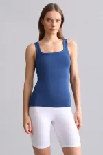 Mısırlı Modal By TENCEL U HELEN Kalın Askılı Long T-Shirt / Atlet Gece Mavisi